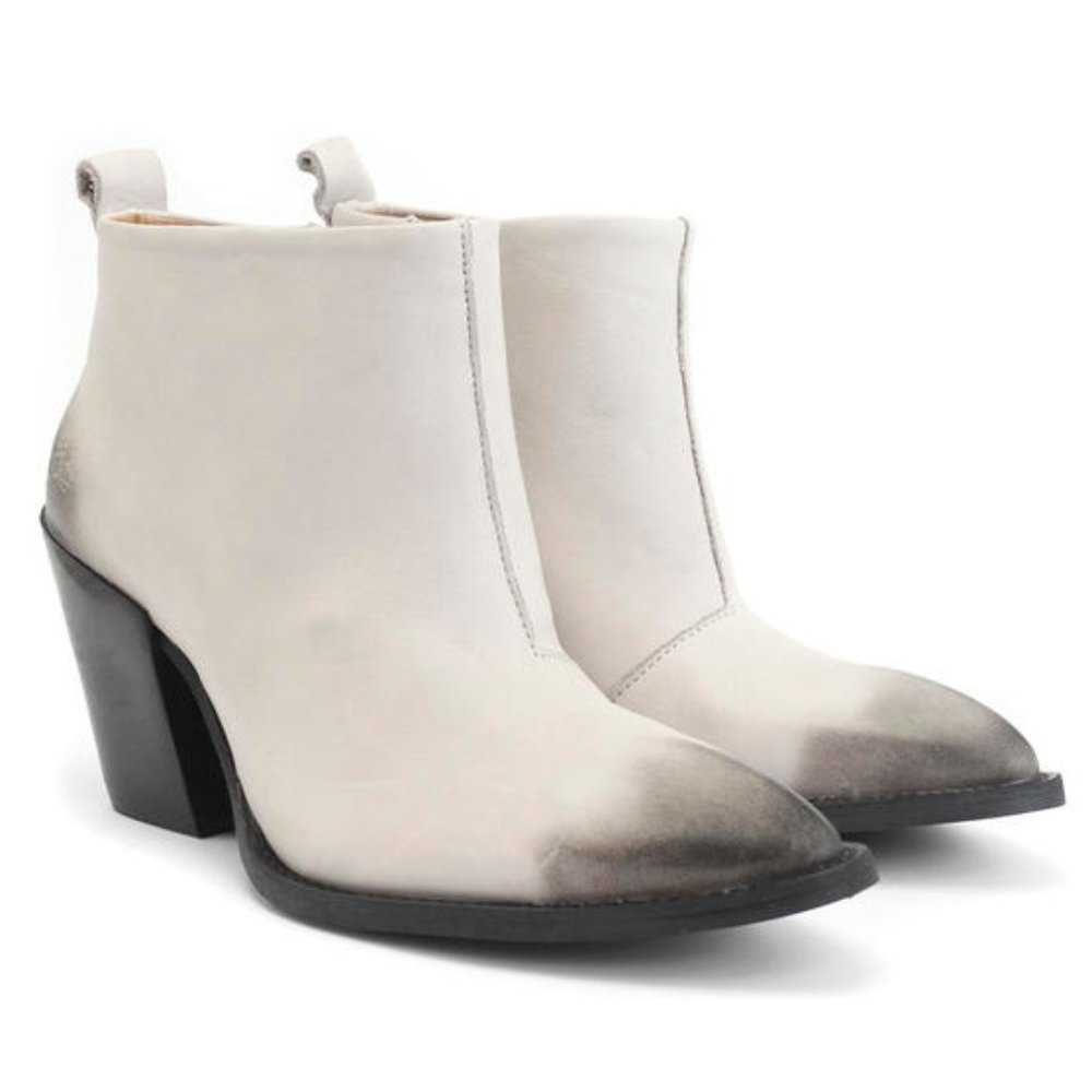 John Fluevog Entrance Room 406 Heeled Leather Ankle Boot / Size 6 / Ombre